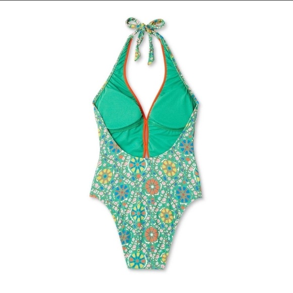 0300 - RHODE Women’s XL Green Print One Piece Swimsuit - Picture 4 of 4